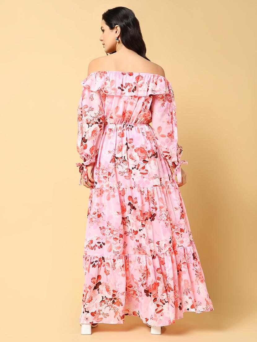 women floral printed off shoulder tiered dress - 21562674 - Standard Image - 2