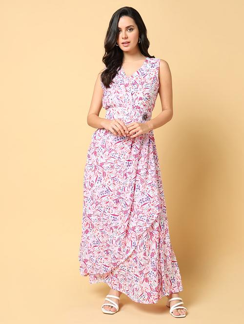 women printed sleeveless a-line dress - 21562677 - Standard Image - 0