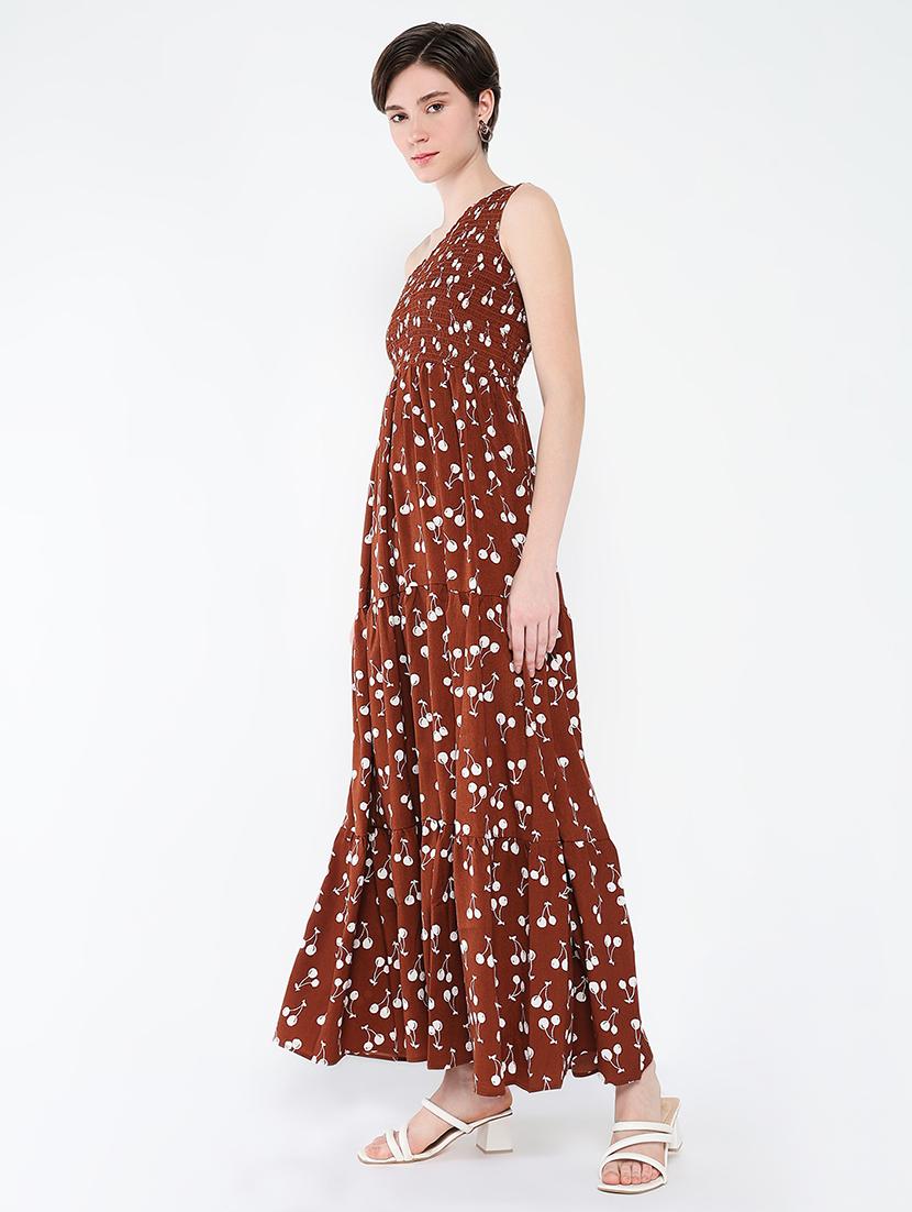 women printed single shoulder tiered dress - 21562684 - Standard Image - 2