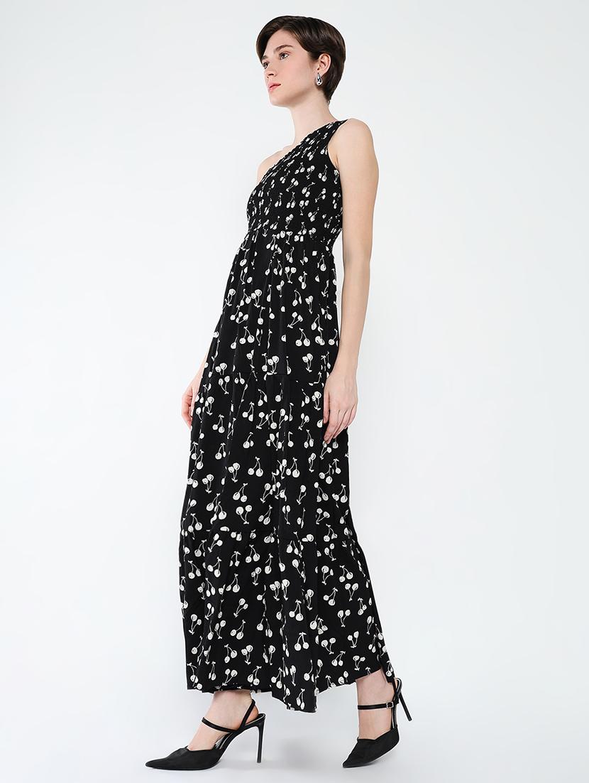 women printed single shoulder tiered dress - 21562685 - Standard Image - 2