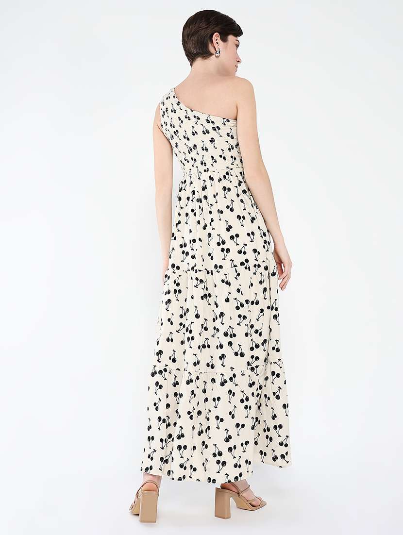 women printed single shoulder tiered dress - 21562686 -  Standard Image - 2