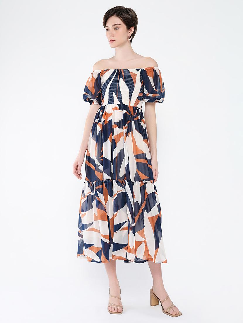 women printed off shoulder dress - 21562687 - Zoom Image - 0