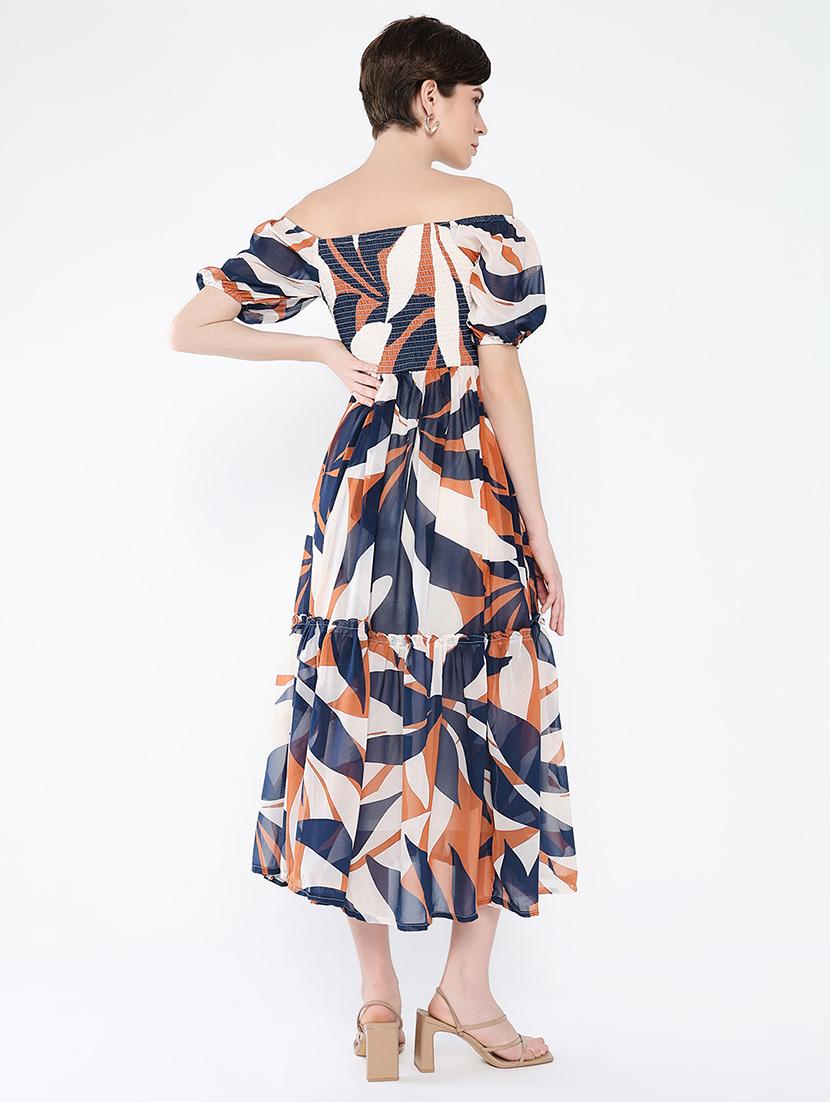 women printed off shoulder dress - 21562687 - Standard Image - 2