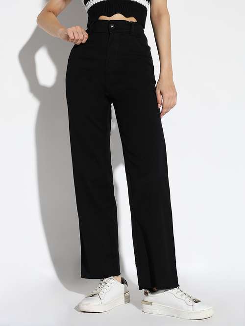 women solid high rise straight jeans - 21562706 -  Standard Image - 0