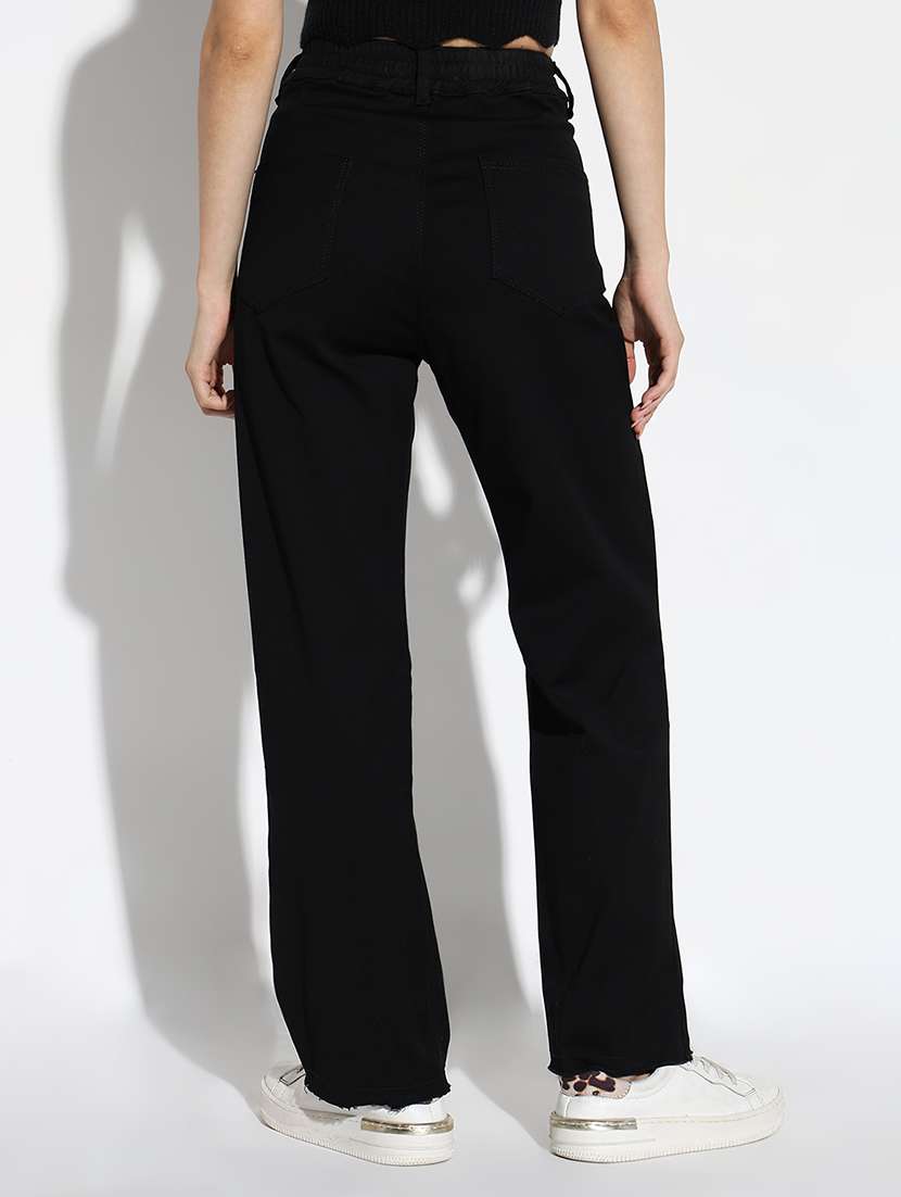 women solid high rise straight jeans - 21562706 - Standard Image - 2