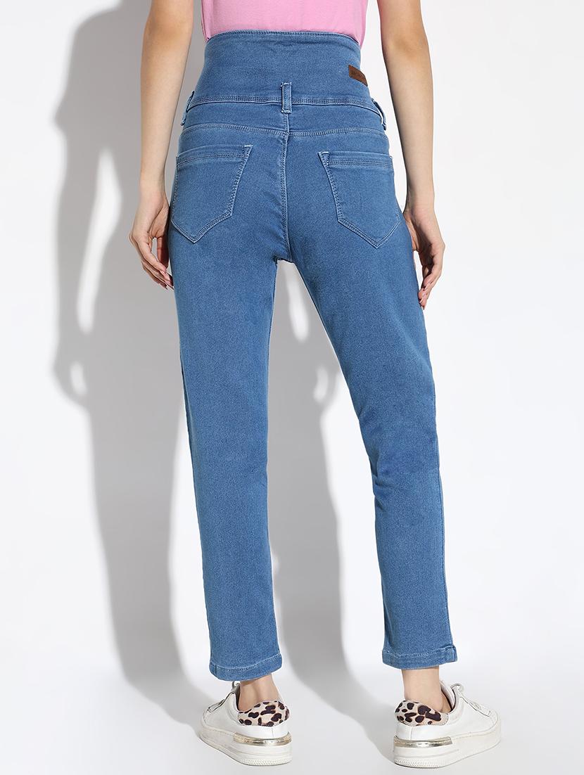 women solid high rise straight jeans - 21562710 - Standard Image - 2