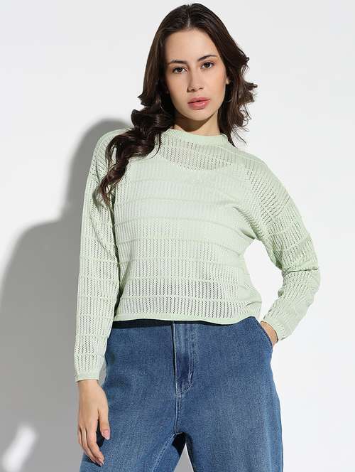 women self design crew neck pullover - 21562748 - Standard Image - 0
