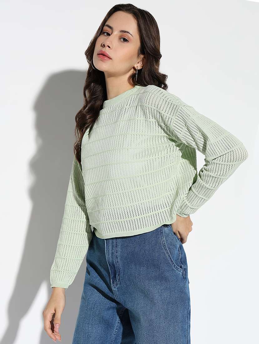 women self design crew neck pullover - 21562748 - Standard Image - 2