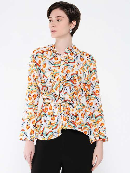 women printed collared shirt style top - 21562762 -  Standard Image - 0