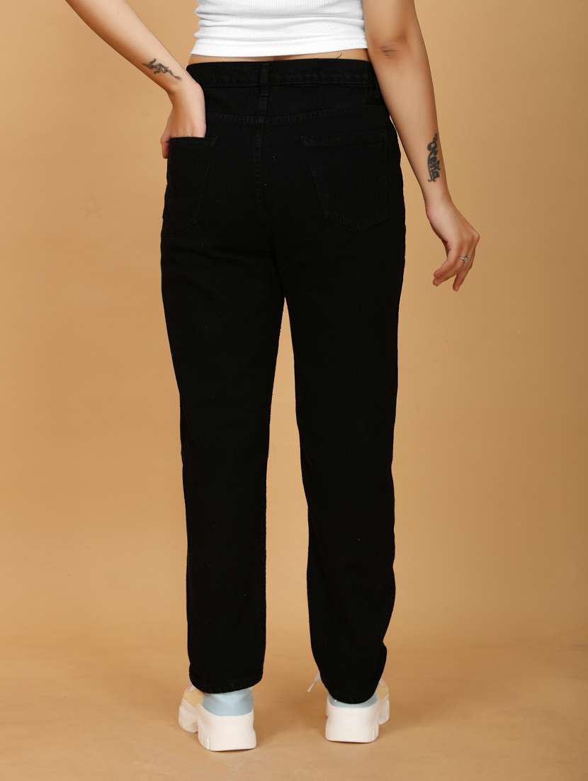 women solid higf rise straight fit jean - 21562785 - Standard Image - 2