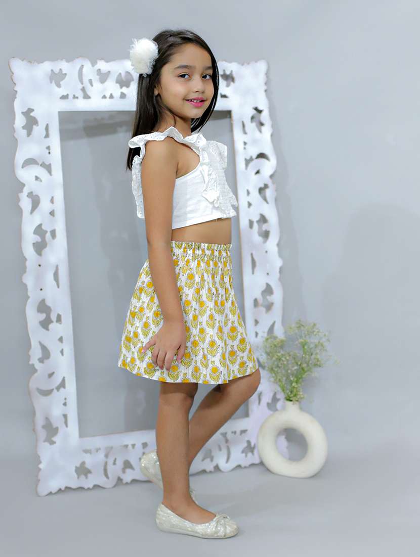 girls floral printed mini skirt