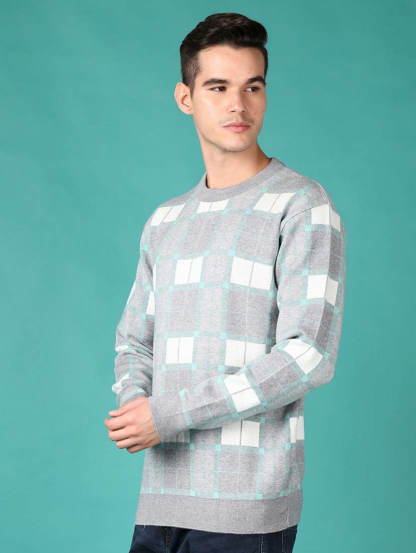 men round neck checkered pullover - 21562883 -  Standard Image - 2