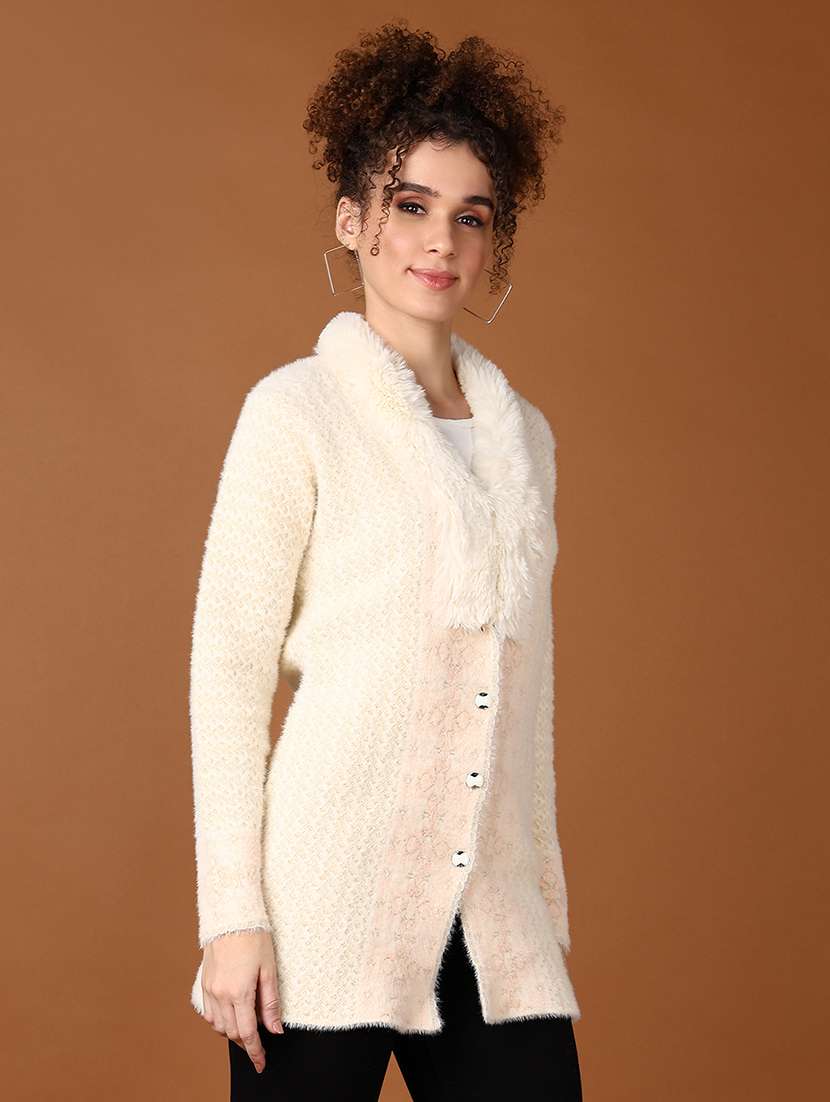 women self design long sleeve cardigan - 21562890 -  Standard Image - 2