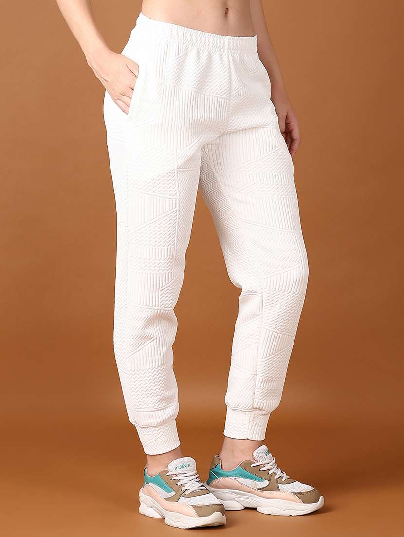 women white solid joggers - 21562895 -  Standard Image - 2