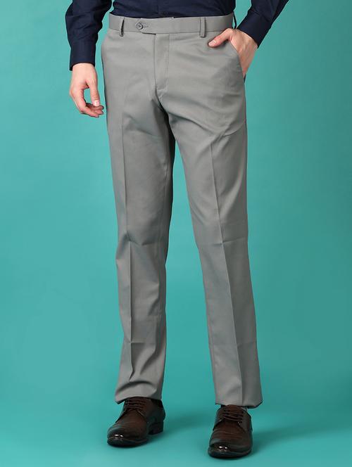 men mid rise solid flat front formal trouser - 21562960 - Standard Image - 0