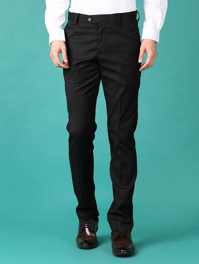 men mid rise solid flat front formal trouser