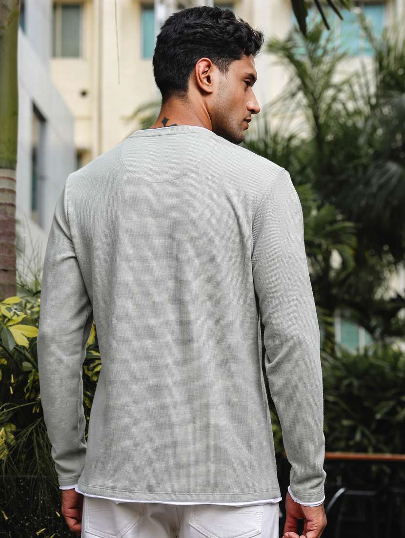 men round neck plain long sleeve t-shirt - 21563300 - Standard Image - 2