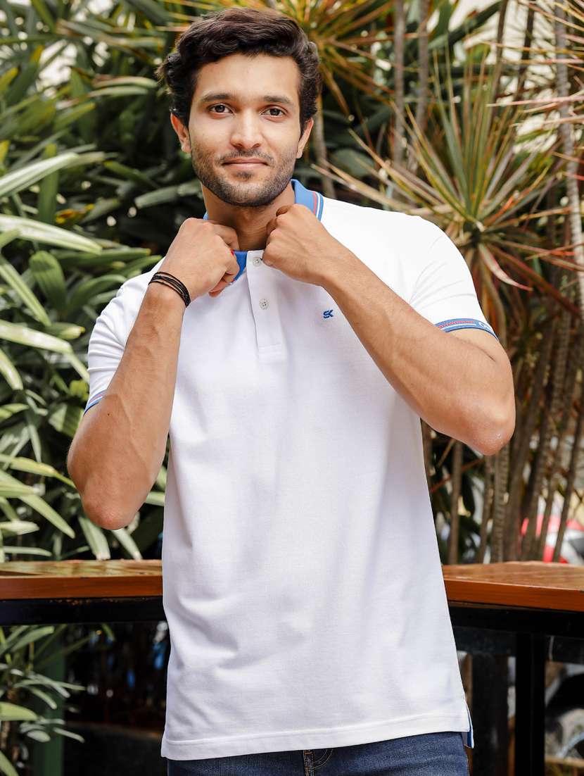 men solid short sleeves polo t-shirt