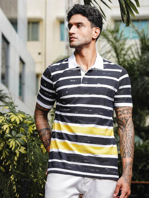 men striped short sleeves polo t-shirt - 21563327 - Standard Image - 0