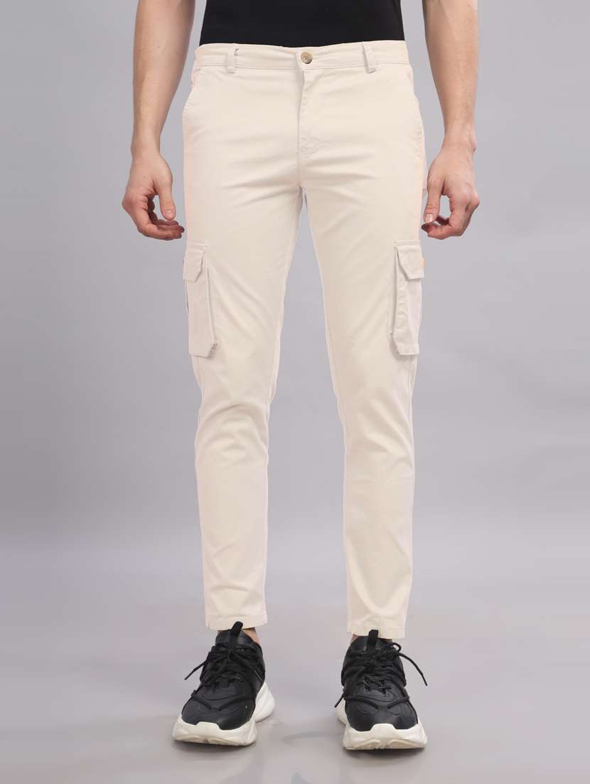 men solid mid rise cargo