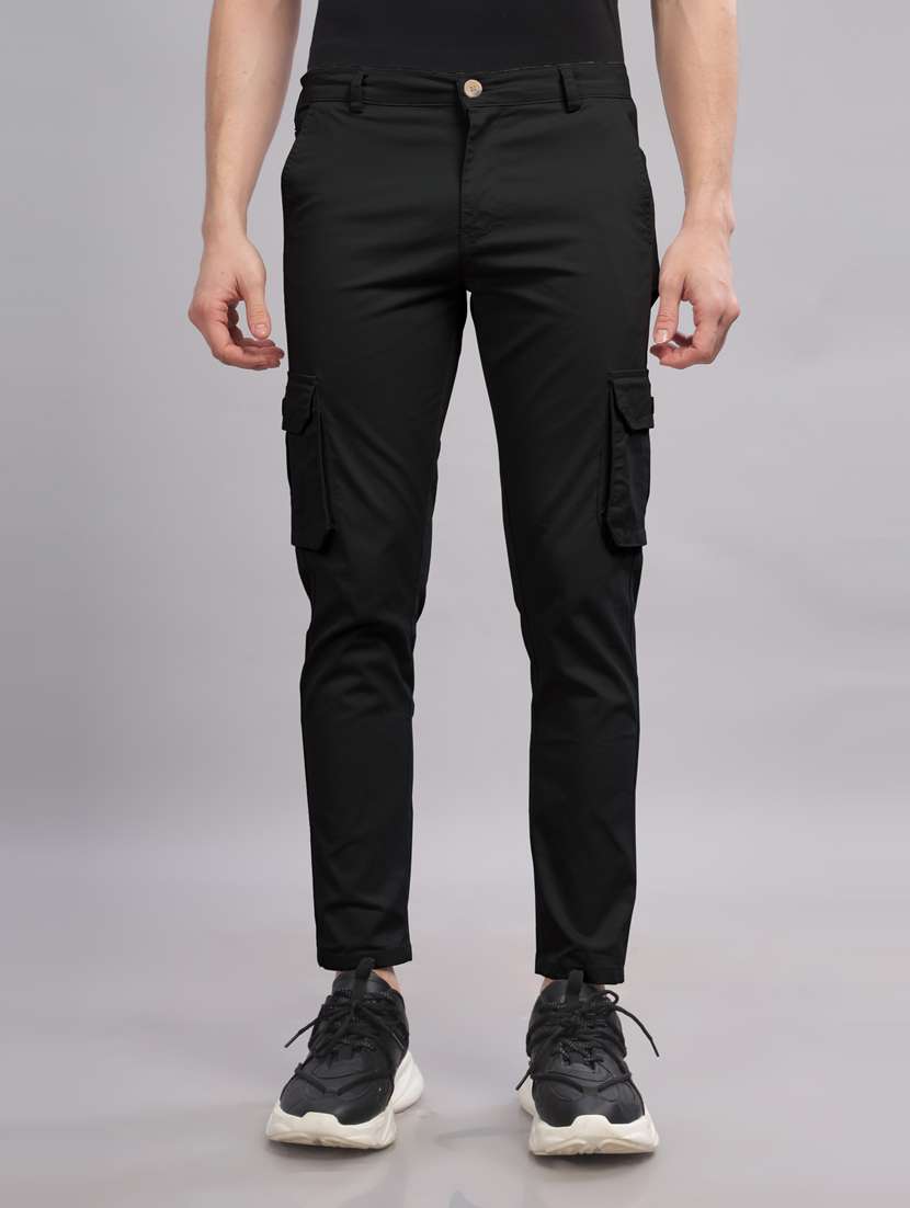 men solid mid rise cargo