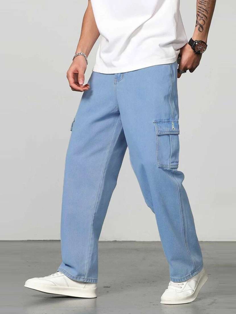 men solid mid rise cargo