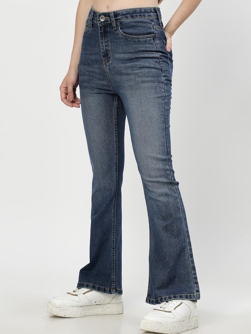 women blue plain bootcut jean - 21563490 - Standard Image - 2