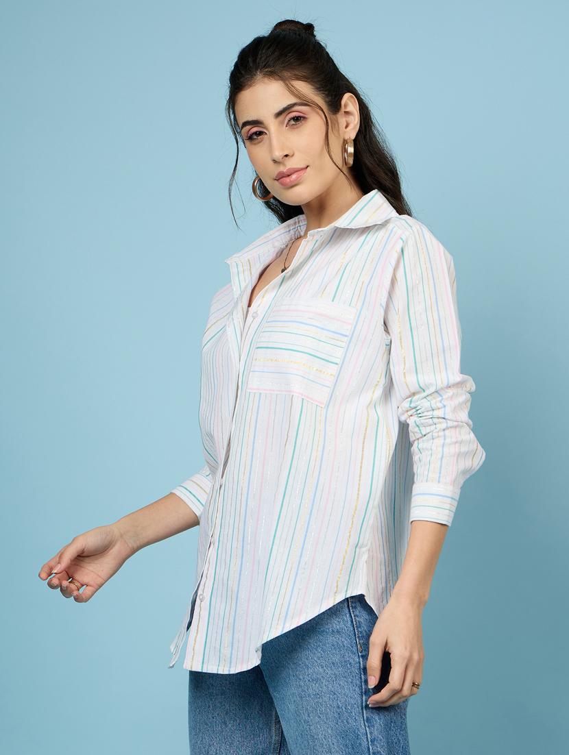 women white stripes oversized shirt - 21563503 - Standard Image - 2