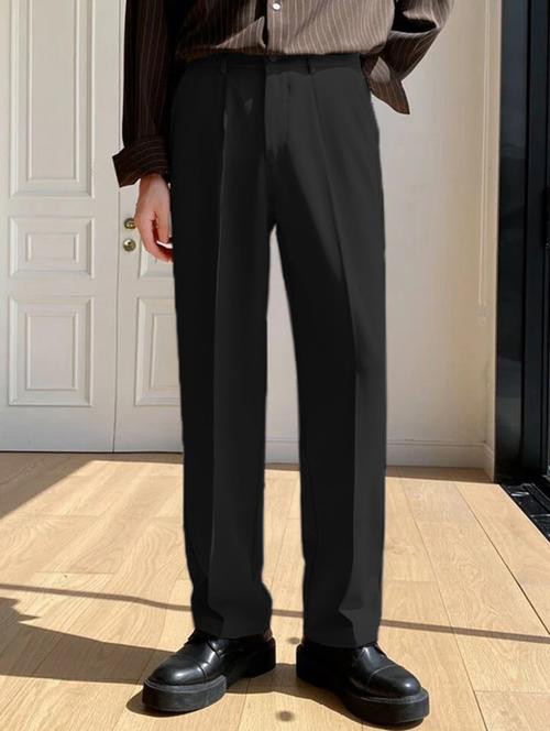men solid pleated stretchable korean pants - 21563550 - Standard Image - 0