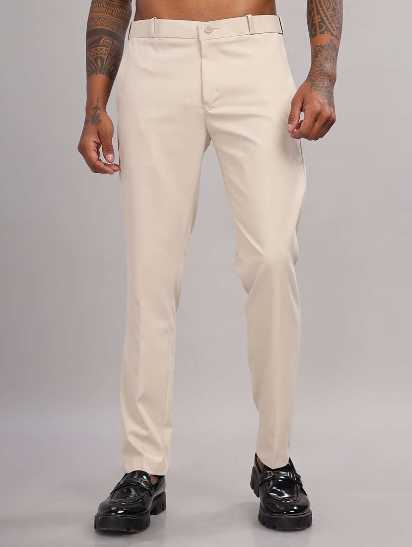 men solid flat front slim fit trouser - 21563554 - Zoom Image - 0