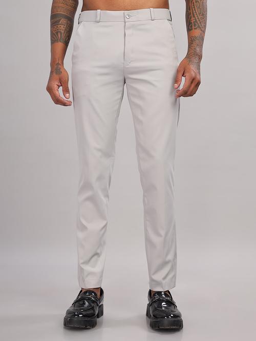 men solid flat front slim fit trouser - 21563556 - Standard Image - 0