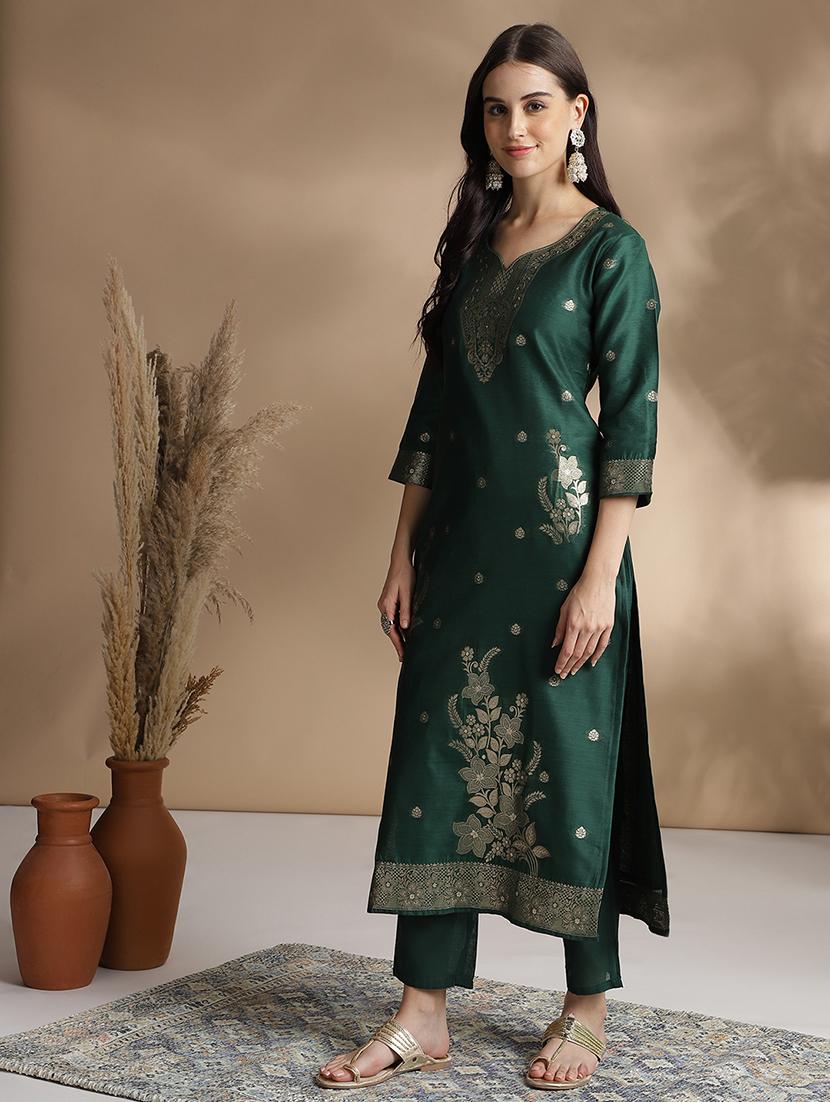 women self design three quarter sleeve suit set - 21563726 - Standard Image - 2