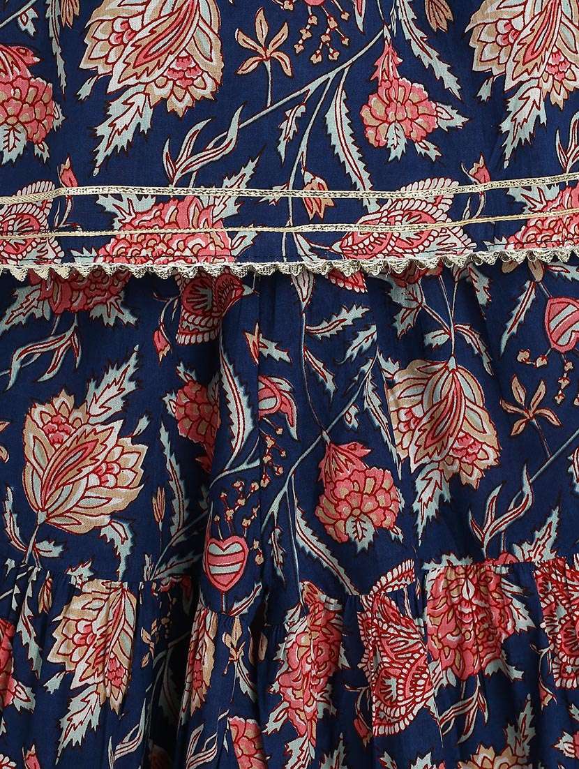 Girls Floral Printed Kurta Sharara Set With Dupatta
