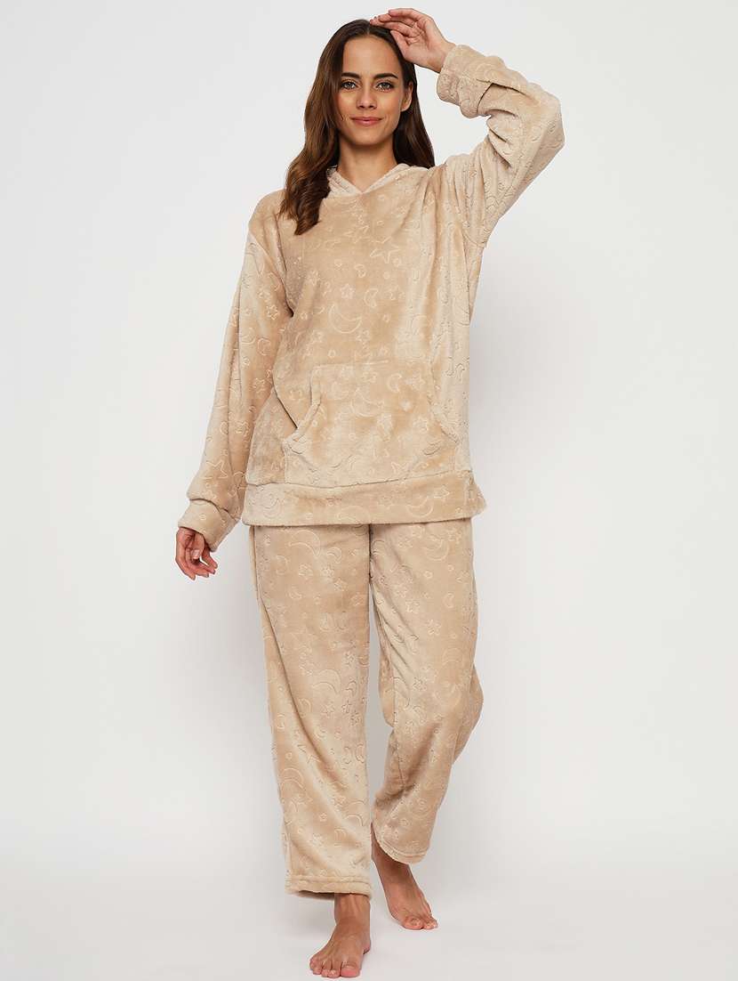 women long sleeve solid nightwear set