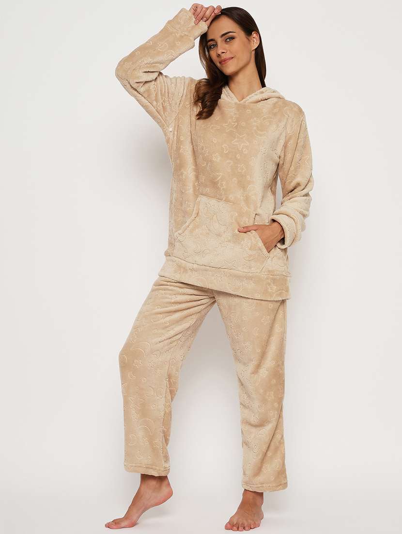 women long sleeve solid nightwear set - 21564076 -  Standard Image - 2