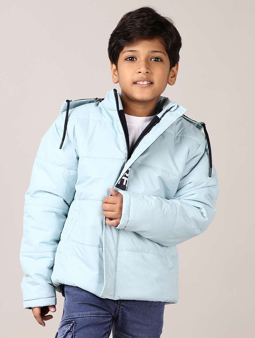 boys solid long sleeve hooded bomber jacket