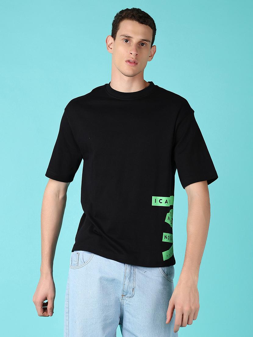 men black regular fit placement print t-shirt - 21564143 -  Zoom Image - 0