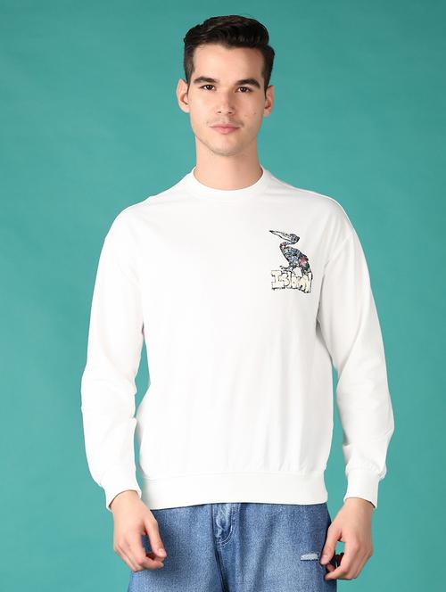 men off white front & back print long sleeve sweatshirt - 21564217 -  Standard Image - 0