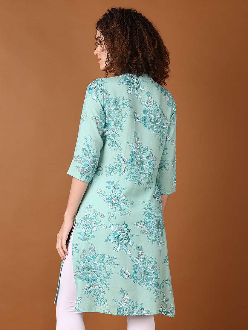 women floral mandarin neck straight kurta - 21564230 -  Standard Image - 2