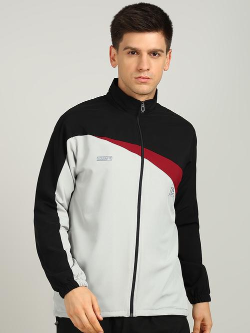 men color block long sleeve biker jacket - 21564675 - Standard Image - 0