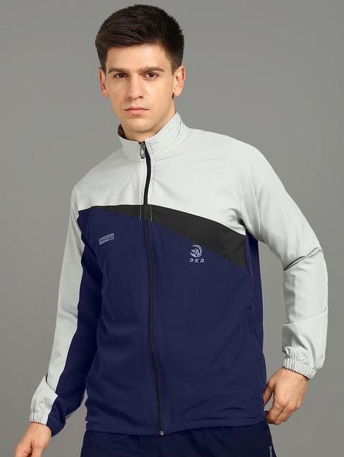 men color block long sleeve biker jacket - 21564676 - Standard Image - 0