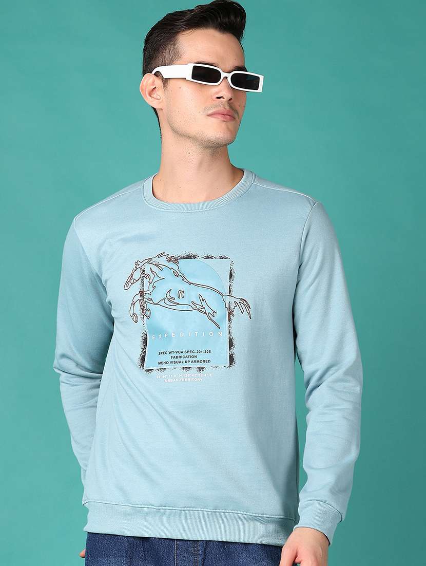 men long sleeves front print sweatshirt - 21564833 -  Standard Image - 2