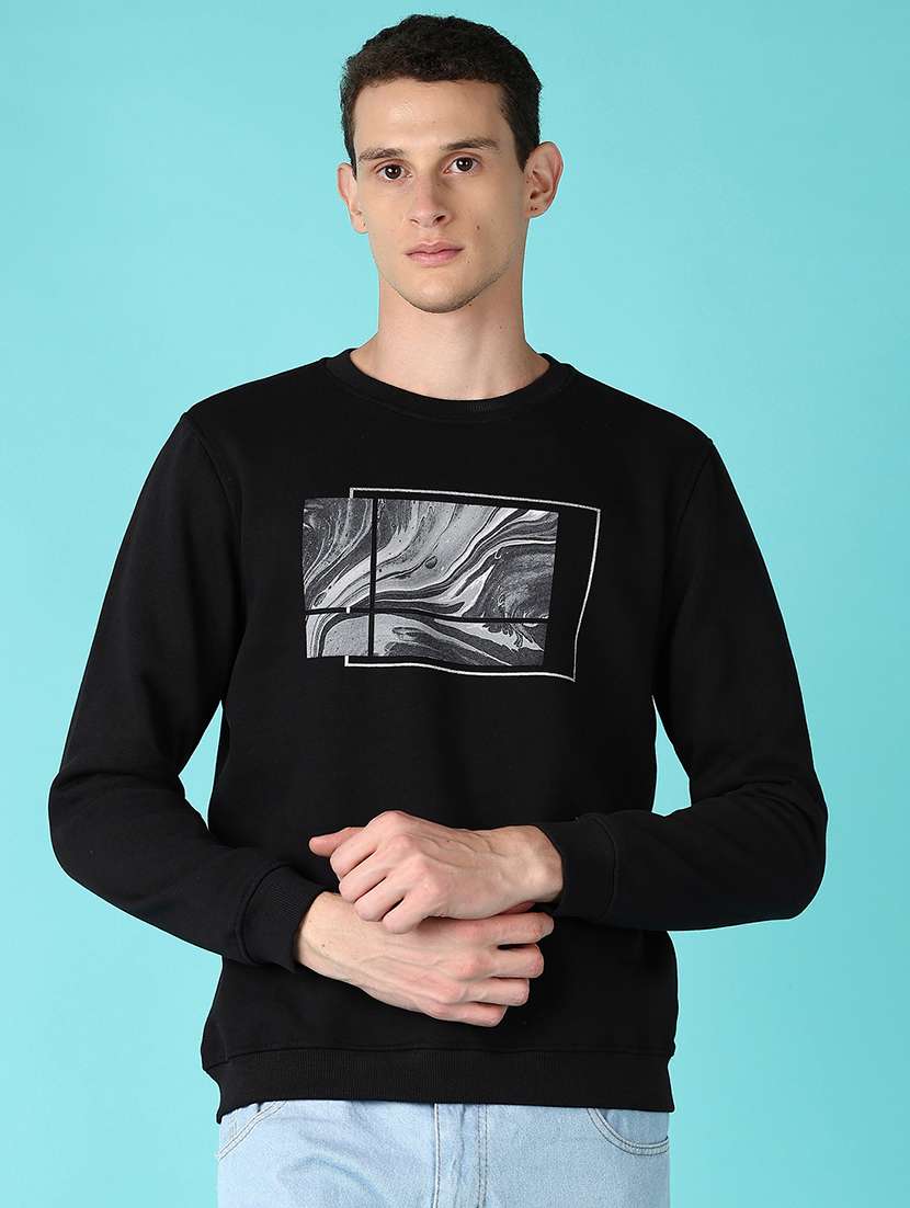 men long sleeves front print sweatshirt