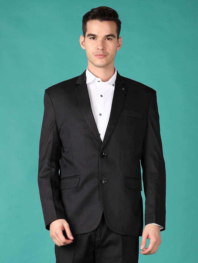 men solid single breasted formal blazer