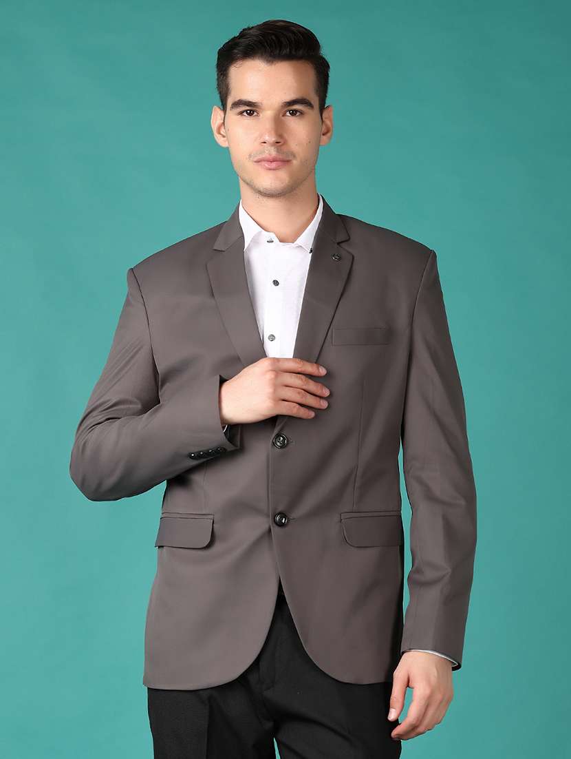 men solid single breasted formal blazer