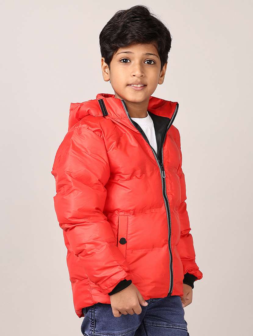 boys red solid long sleeve bomber hooded jacket - 21564861 -  Standard Image - 2