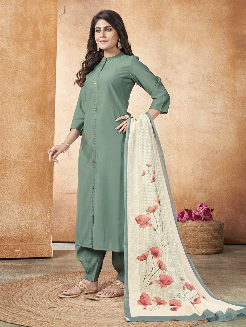 women solid kurta salwar set with dupatta set - 21565108 - Standard Image - 2