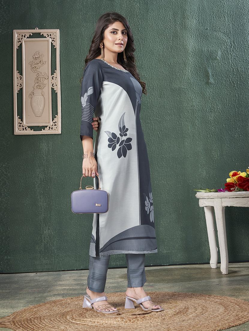 women printed three quarter sleeve kurta pant set - 21565118 - Standard Image - 2