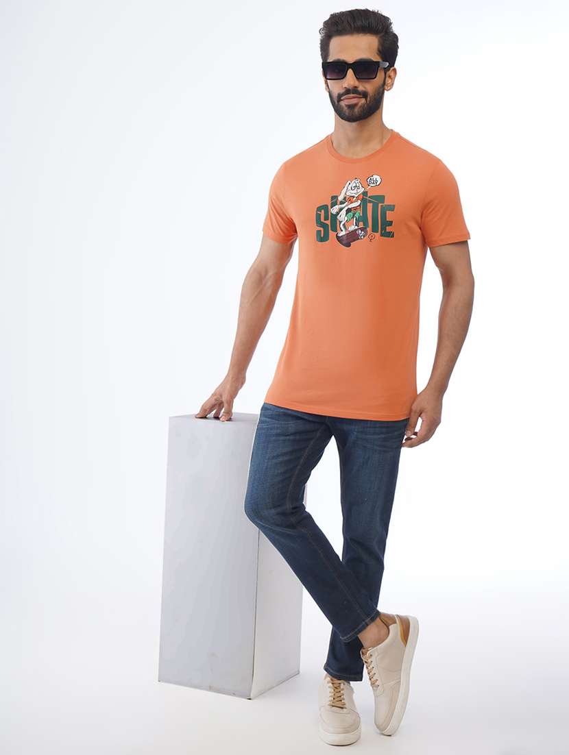 men round neck chest print t-shirt - 21565137 -  Standard Image - 2