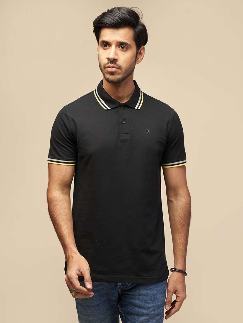 men solid short sleeves polo t-shirt